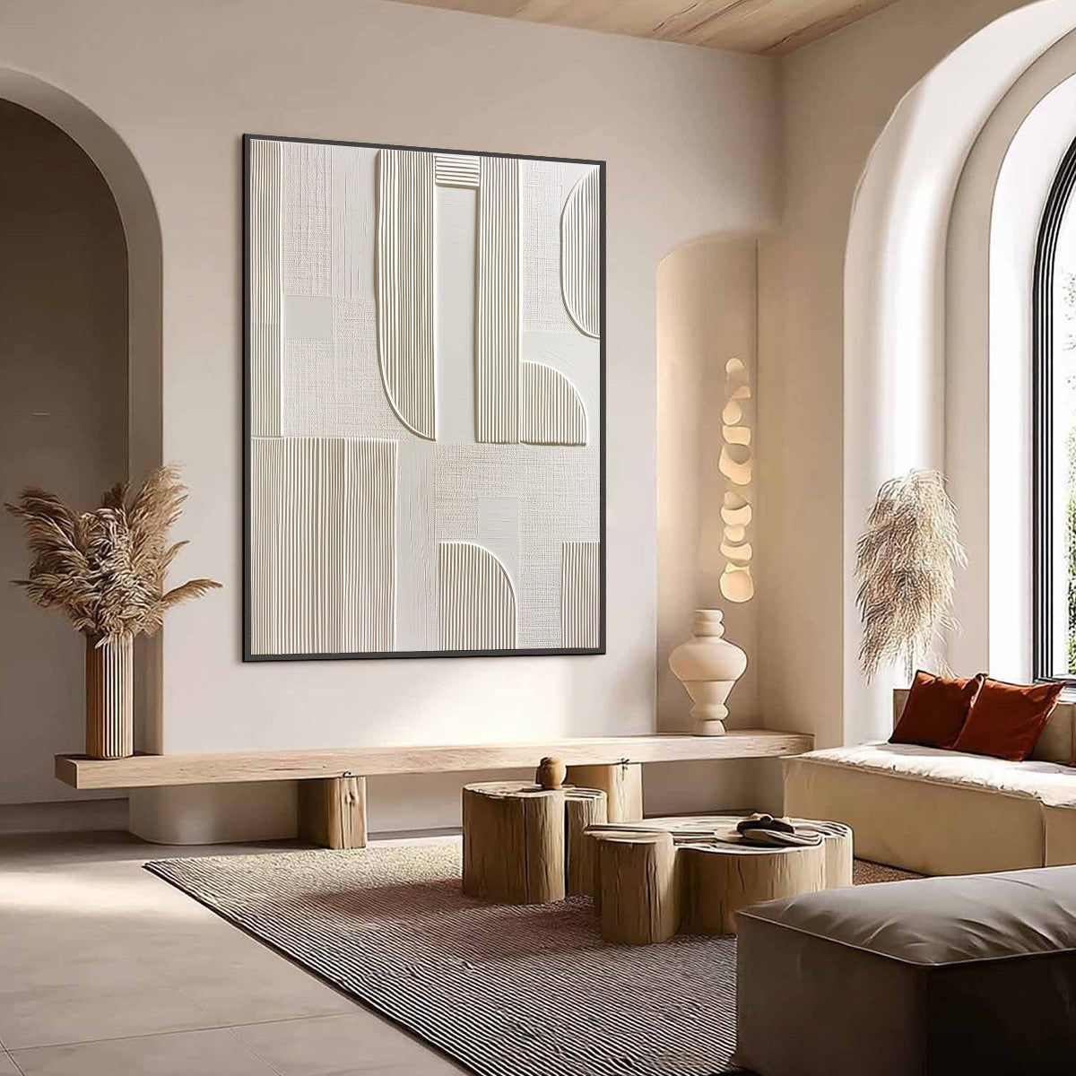 STATIC RHYTHM: Textured White Minimalist Abstract Wall Art