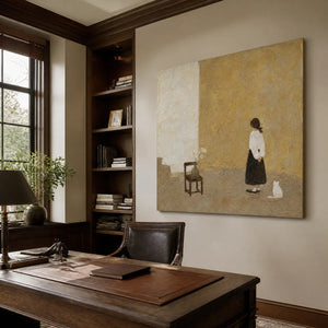 STILL ROOM: Minimalist Woman Interior Painting in a modern office.