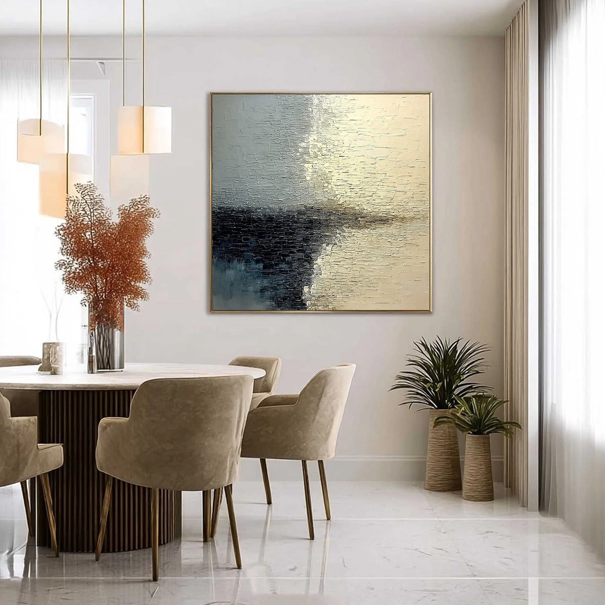 STONEHAVEN: Large Square Wabi Sabi Textured Abstract Painting