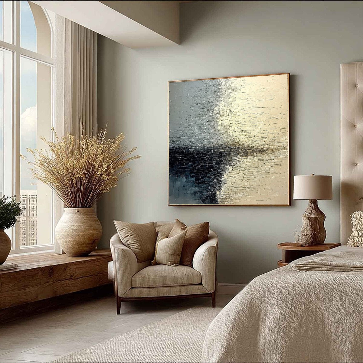 STONEHAVEN: Large Square Wabi Sabi Textured Abstract Painting