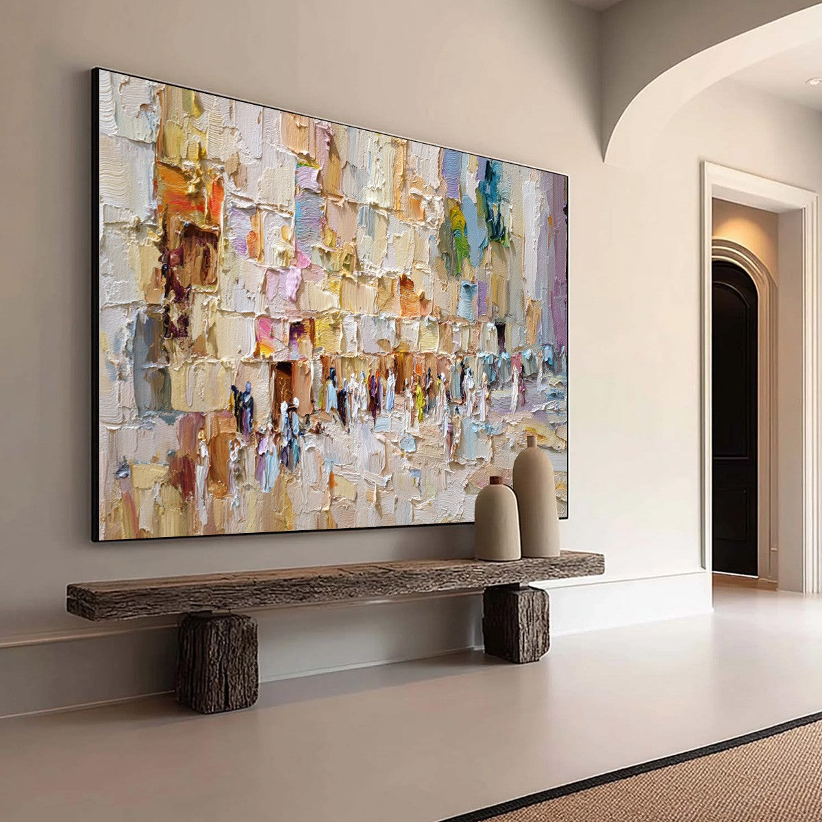 STONES OF SOLACE: Textured Impasto Painting of an Ancient Cityscape