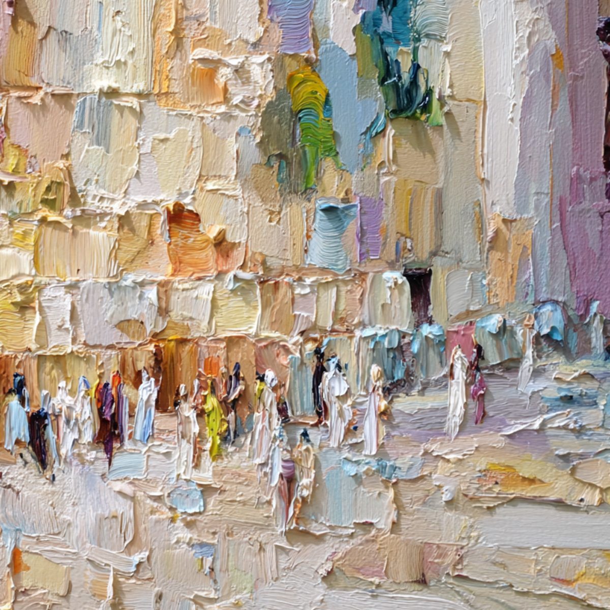 STONES OF SOLACE: Textured Impasto Painting of an Ancient Cityscape