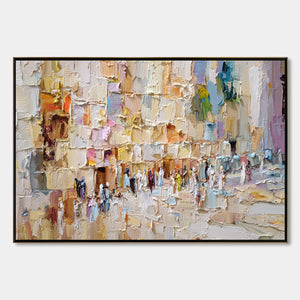 STONES OF SOLACE: Textured Impasto Painting of an Ancient Cityscape