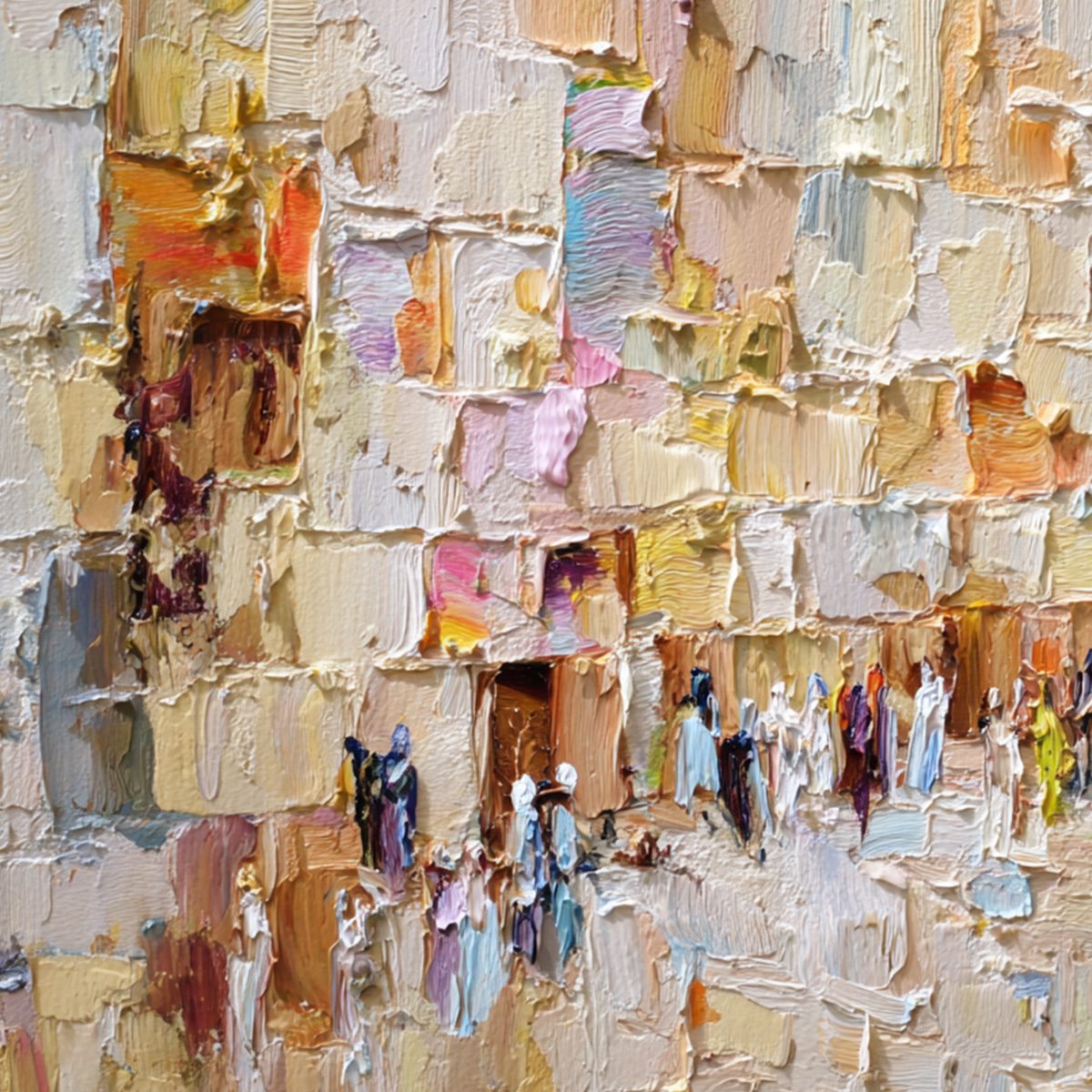 STONES OF SOLACE: Textured Impasto Painting of an Ancient Cityscape