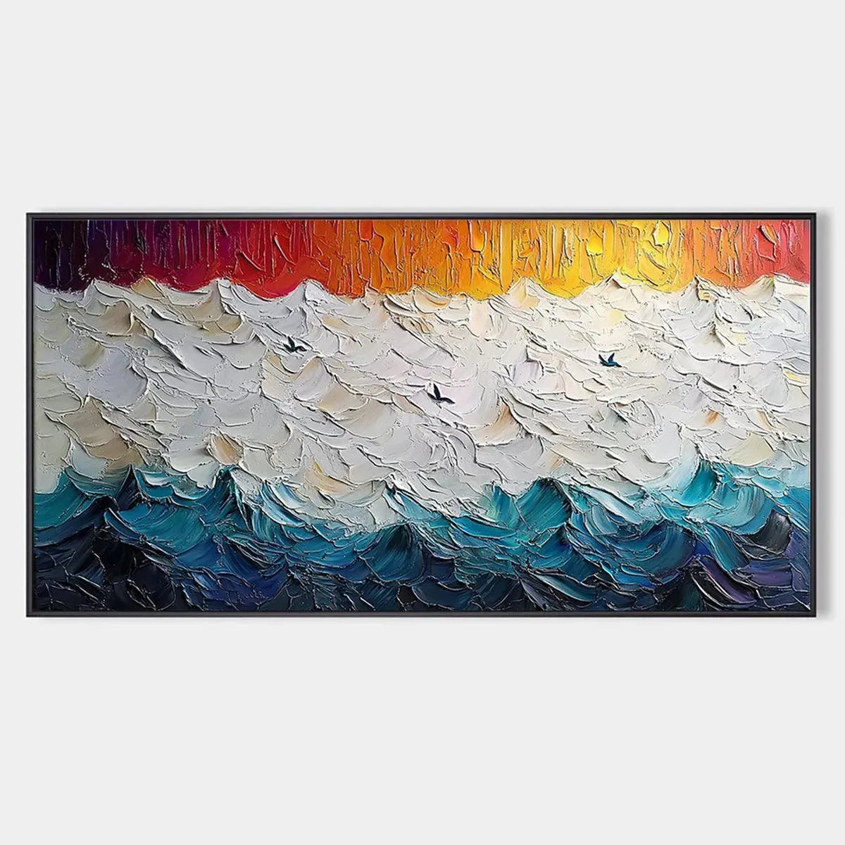 Panoramic Ocean Painting, Impasto, Palette Knife