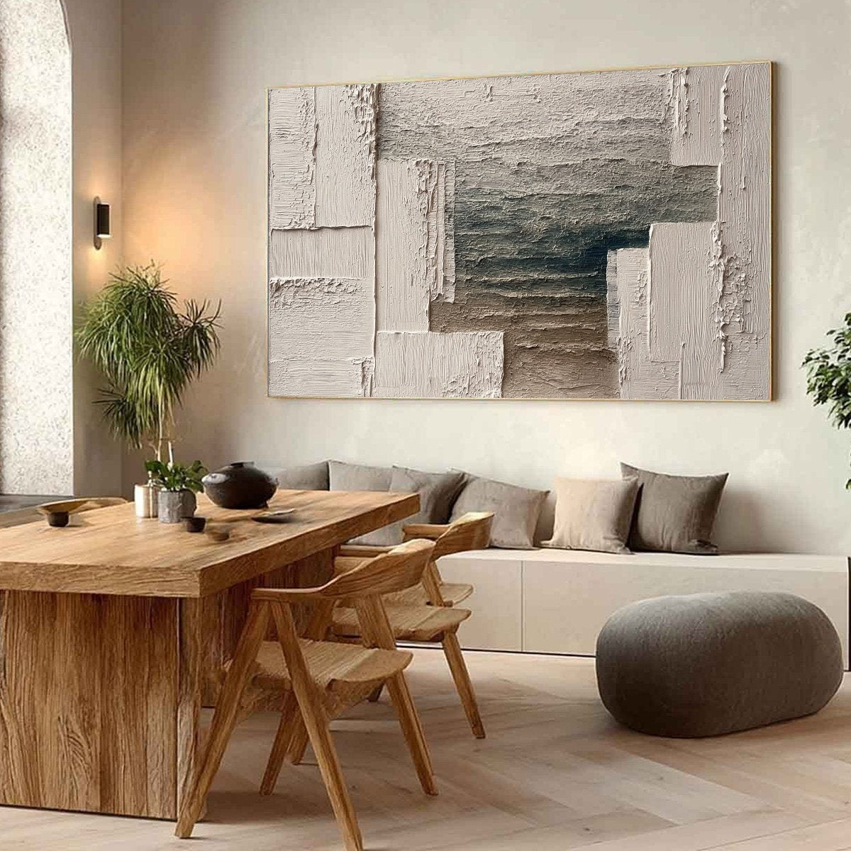 STRATA: Textured Wabi Sabi original abstract wall art, beige, brown, grey.
