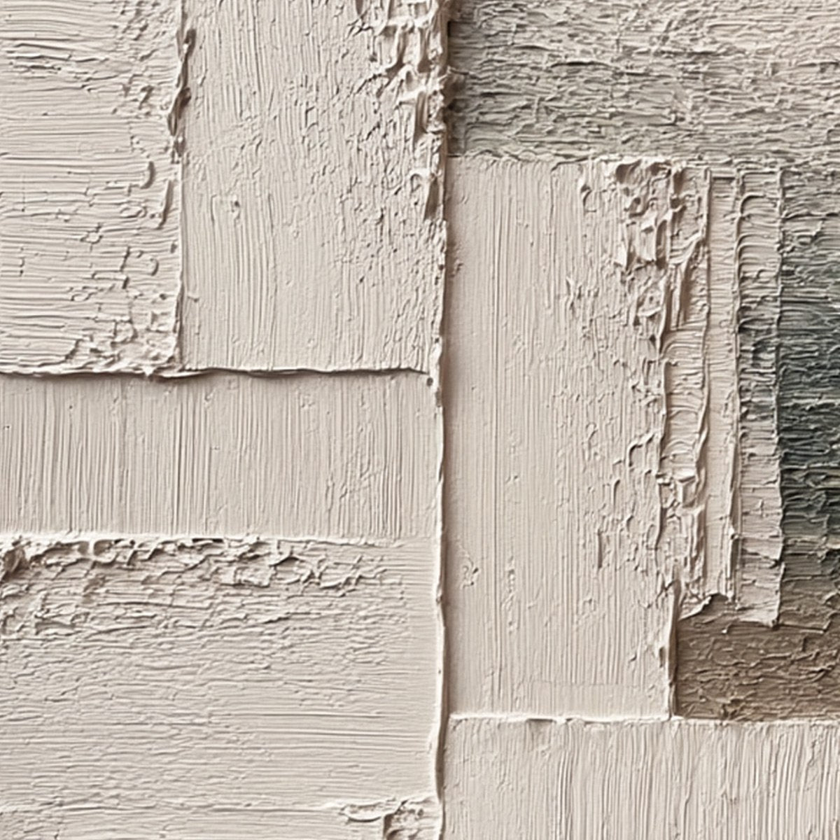 STRATA original handmade abstract wall art: textured impasto, Wabi Sabi beige/grey