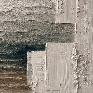 Large textured Wabi Sabi abstract painting, original impasto oil art in beige and grey.