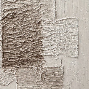 STRATA: Textured Wabi Sabi handmade abstract painting detail, impasto earthy neutrals.