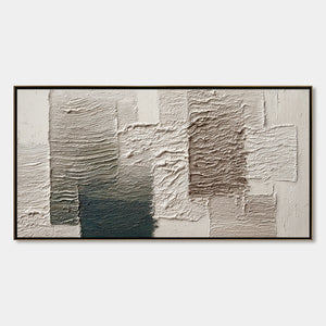 STRATA large textured Wabi Sabi abstract painting with neutral and deep blue tones