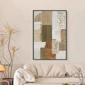 STRATA textured abstract neutral oil painting with impasto blocks in earth tones. Modern wall art.