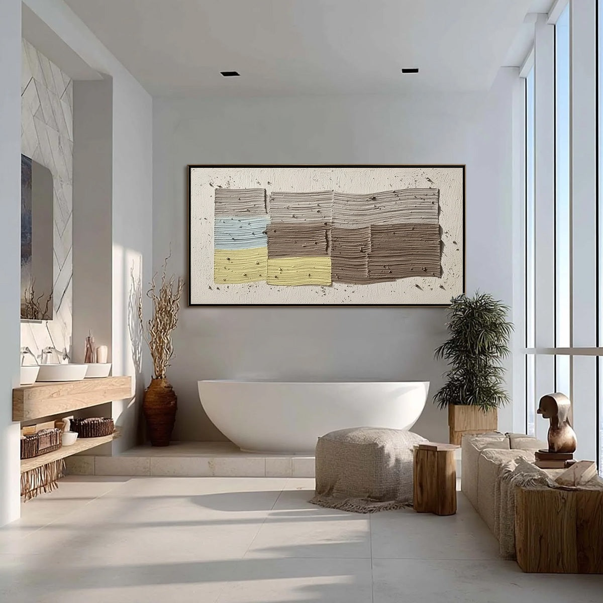 STRATA original textured Wabi Sabi abstract impasto painting, earthy hues.