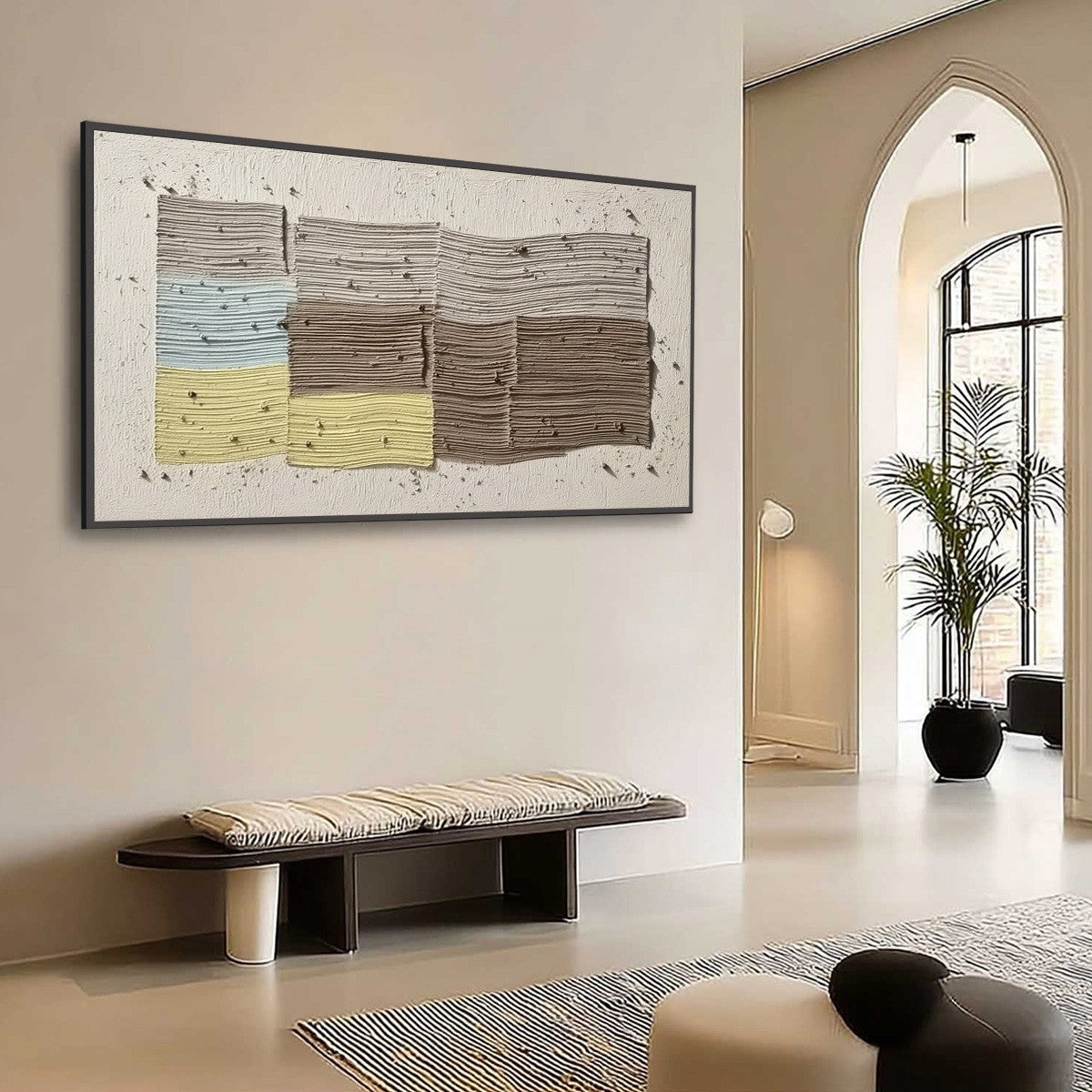 STRATA: Textured handmade abstract acrylic painting, Wabi Sabi, earthy