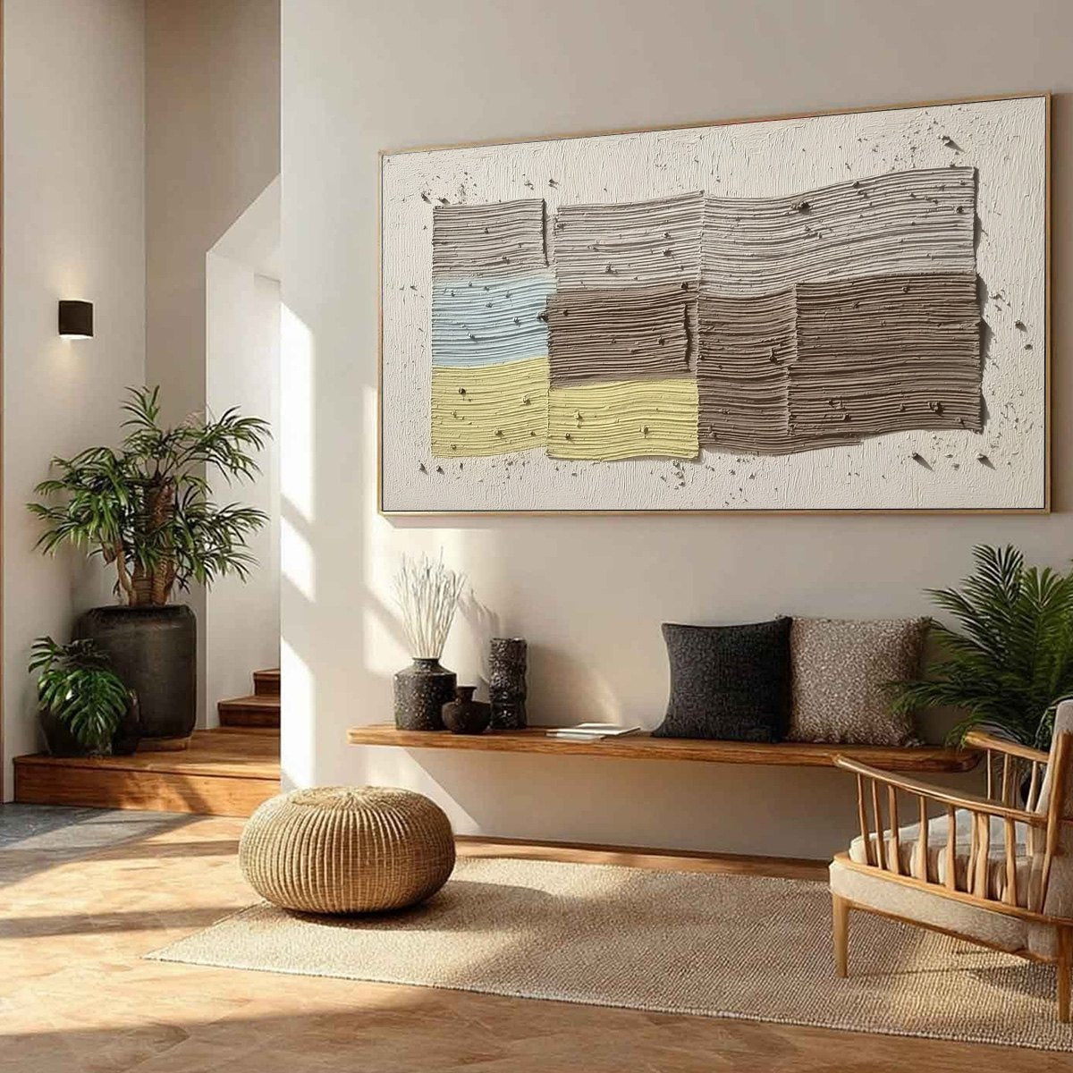 STRATA: Textured Wabi Sabi original abstract acrylic wall art in earthy hues