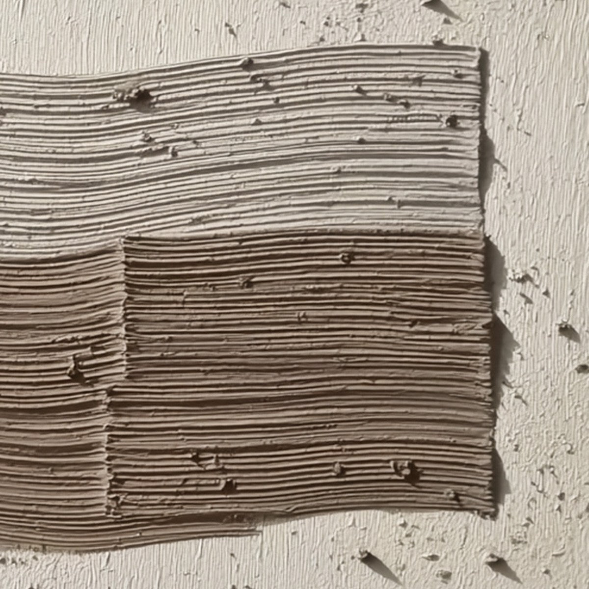 Textured Wabi Sabi abstract painting with impasto technique in earthy beige and brown.