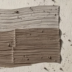 Textured Wabi Sabi abstract painting with impasto technique in earthy beige and brown.