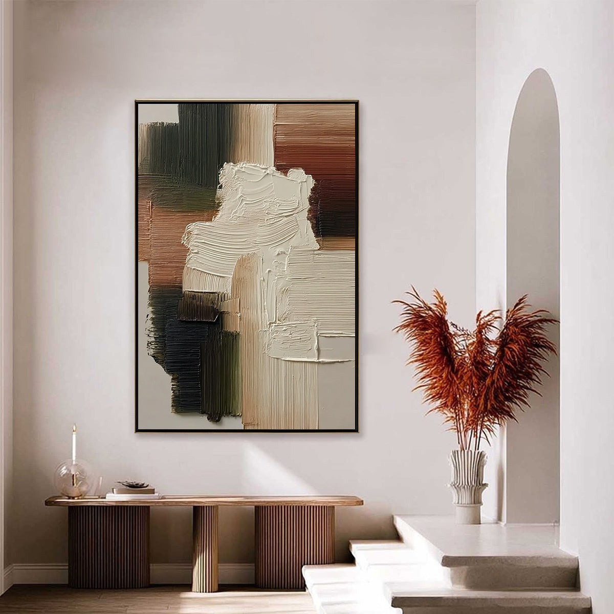 STRATA: Vertical Wabi Sabi Textured Abstract Painting