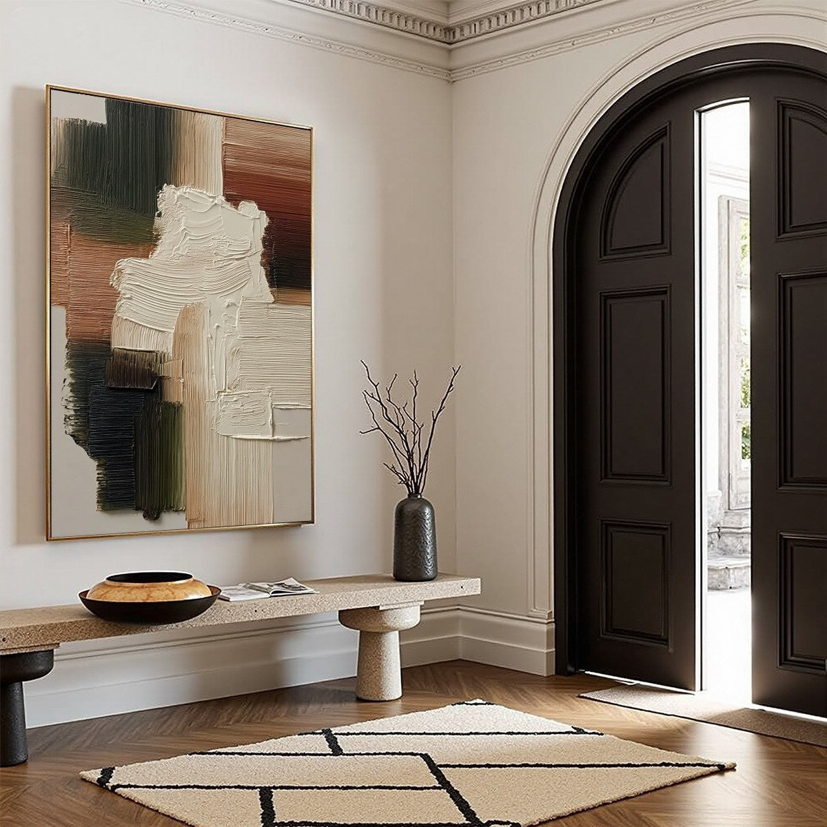 STRATA: Vertical Wabi Sabi Textured Abstract Painting