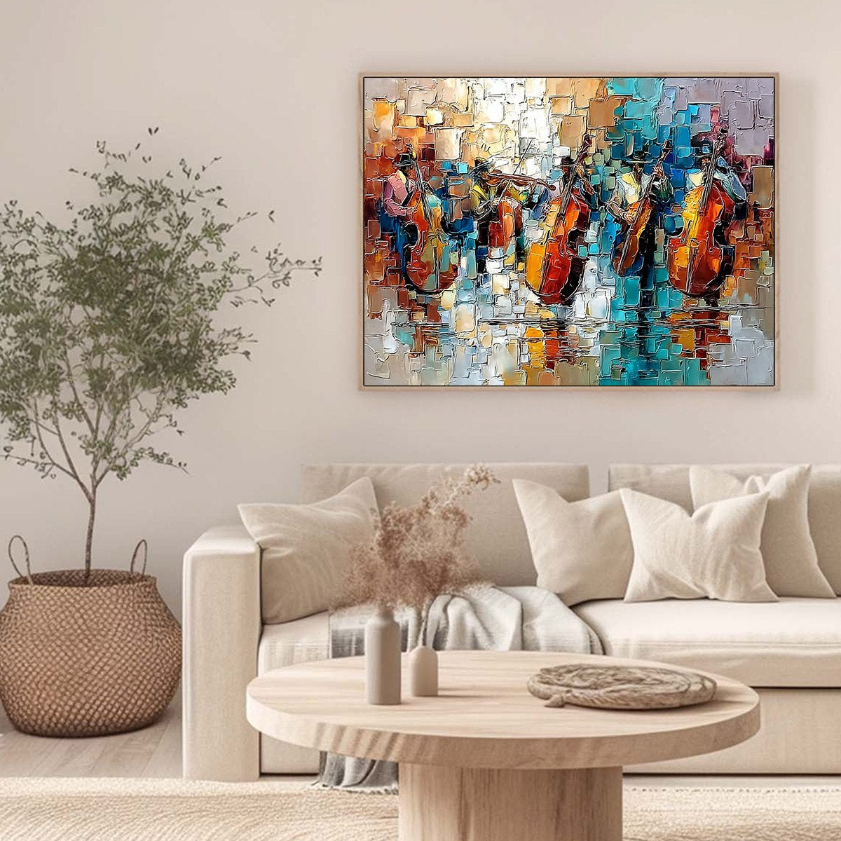 STREET SYMPHONY: Textured Impasto Painting of a Musical Quartet