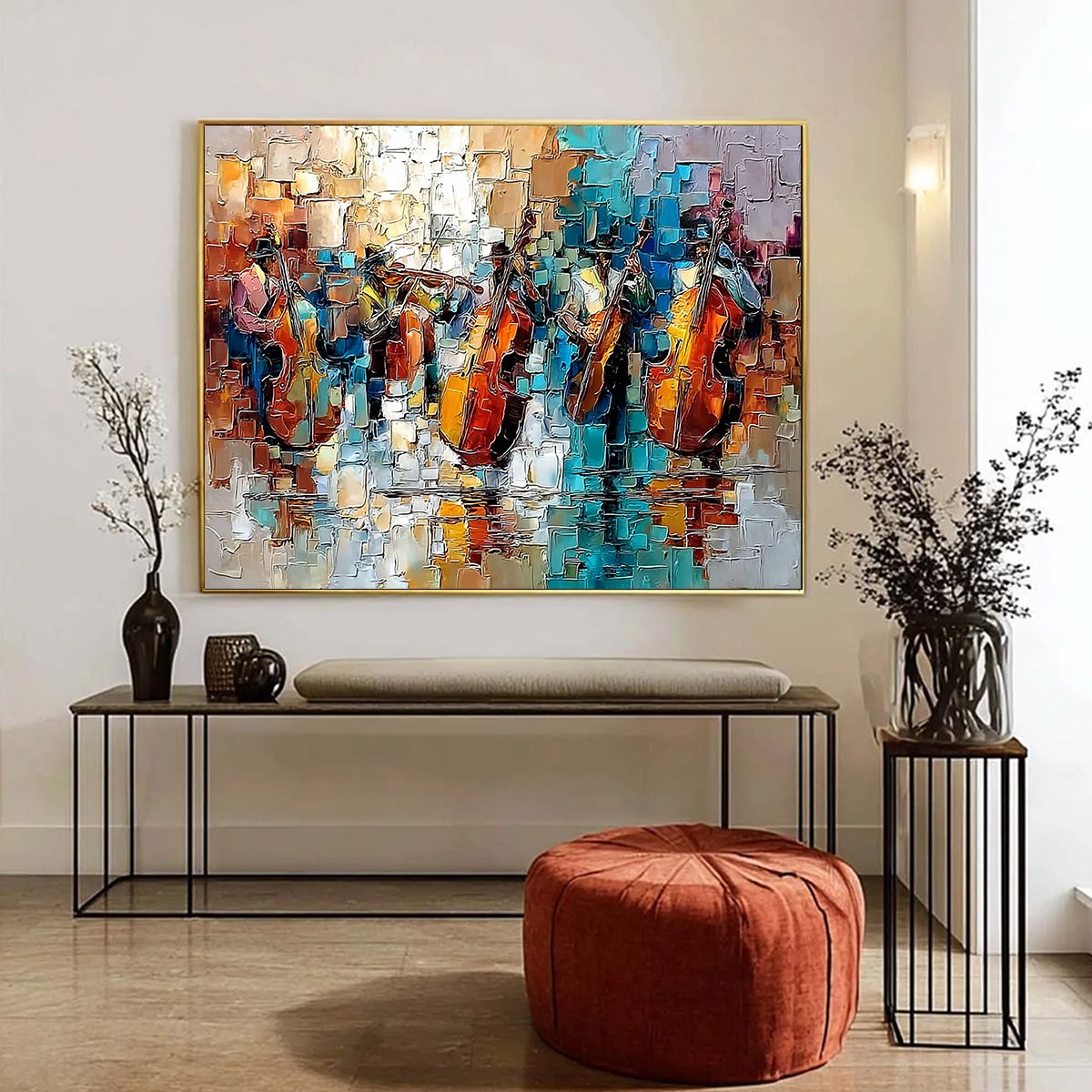 STREET SYMPHONY: Textured Impasto Painting of a Musical Quartet