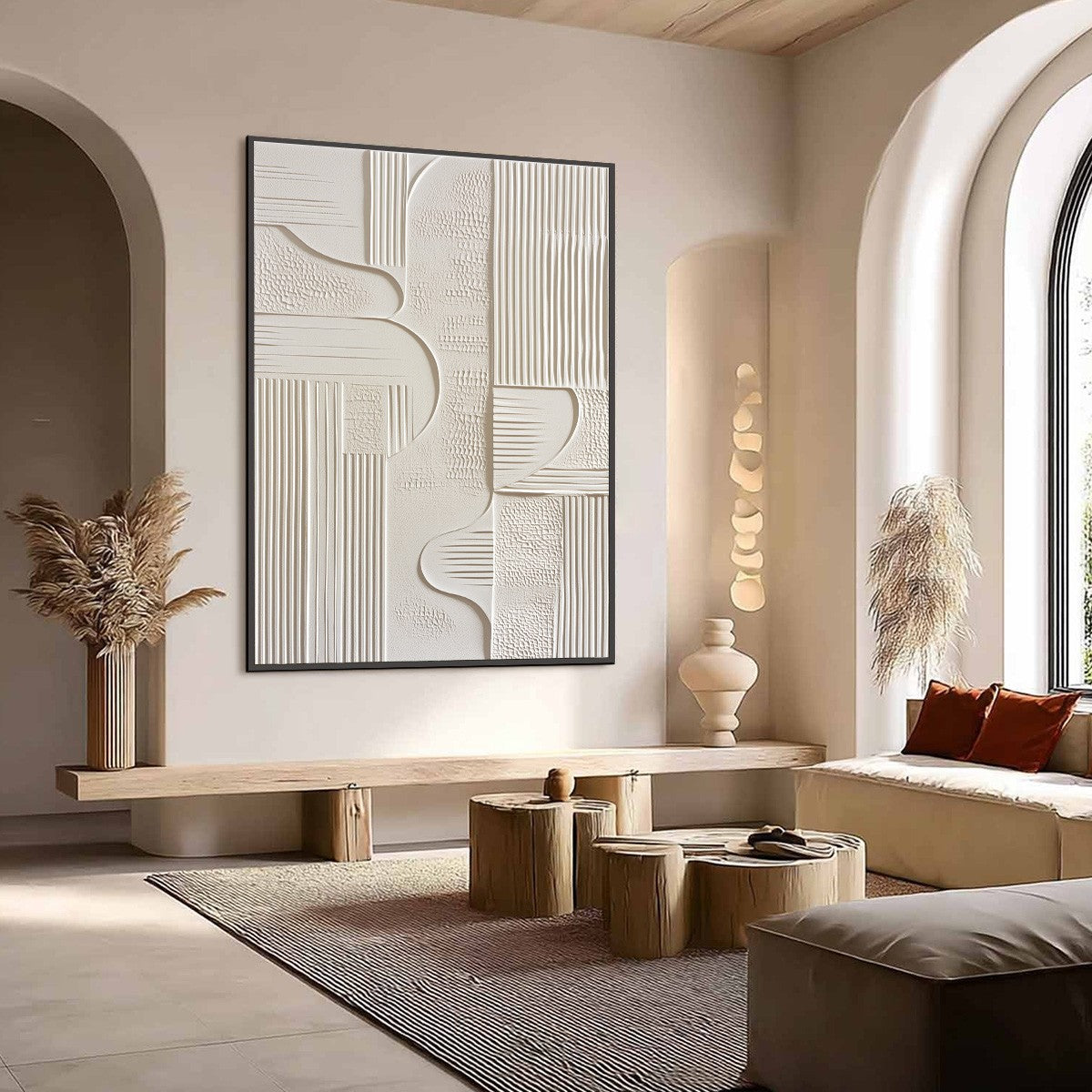 STRUCTURED CALM: Textured White Minimalist Abstract Wabi Sabi Wall Art