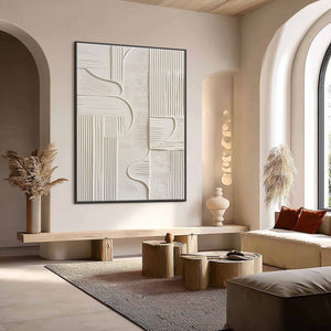 STRUCTURED CALM: Textured White Minimalist Abstract Wabi Sabi Wall Art