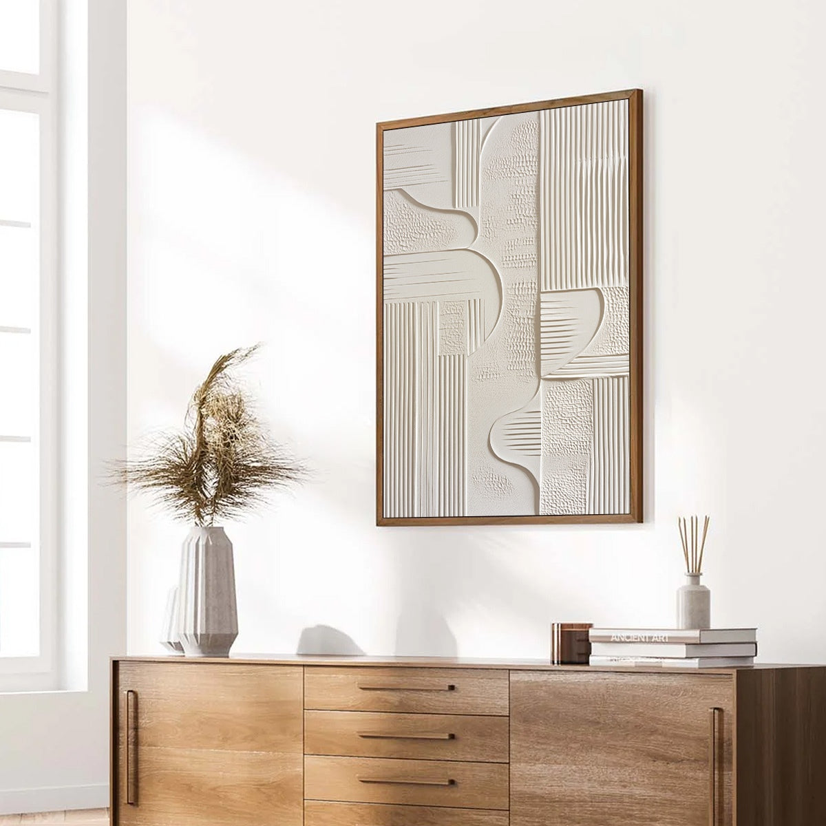 STRUCTURED CALM: Textured White Minimalist Abstract Wabi Sabi Wall Art