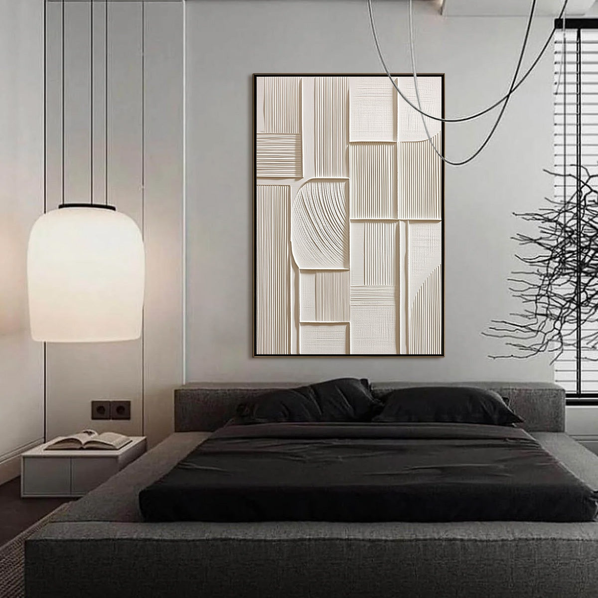 STRUCTURED CALM: Textured White Minimalist Abstract Wall Art
