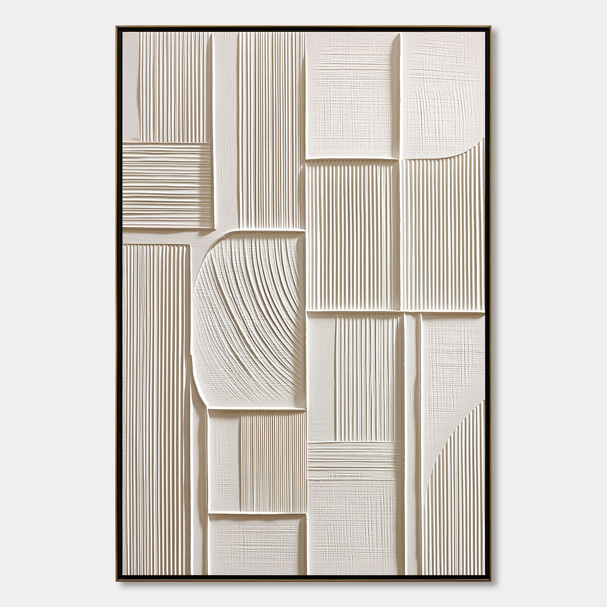 STRUCTURED CALM: Textured White Minimalist Abstract Wall Art