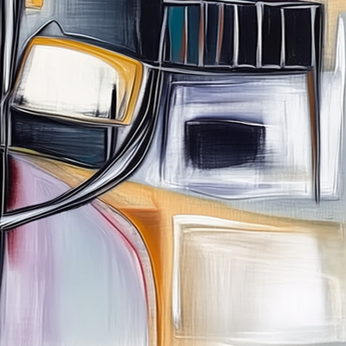 STRUCTURED CHAOS: Modern Square Abstract Painting with Architectural Lines