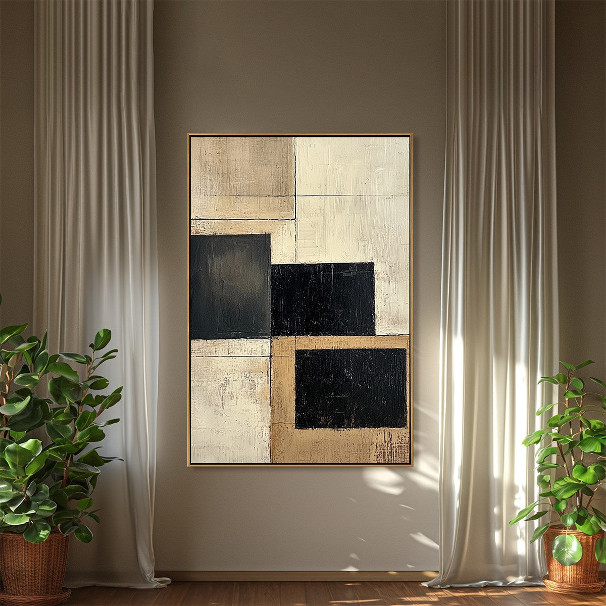 STRUCTURED BALANCE: Minimalist Abstract Oil Painting