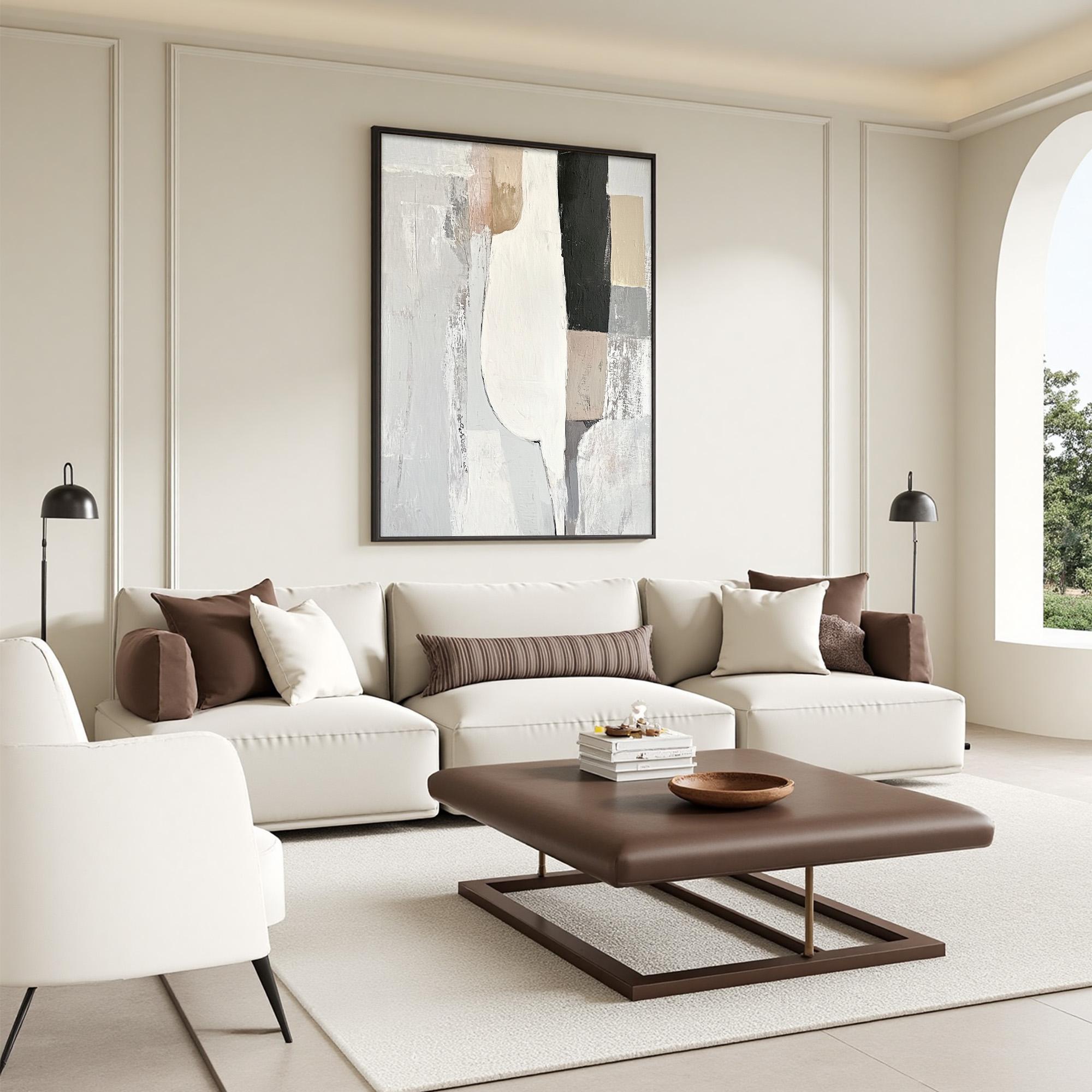 STRUCTURED CALM: Textured Minimalist Abstract Oil Painting