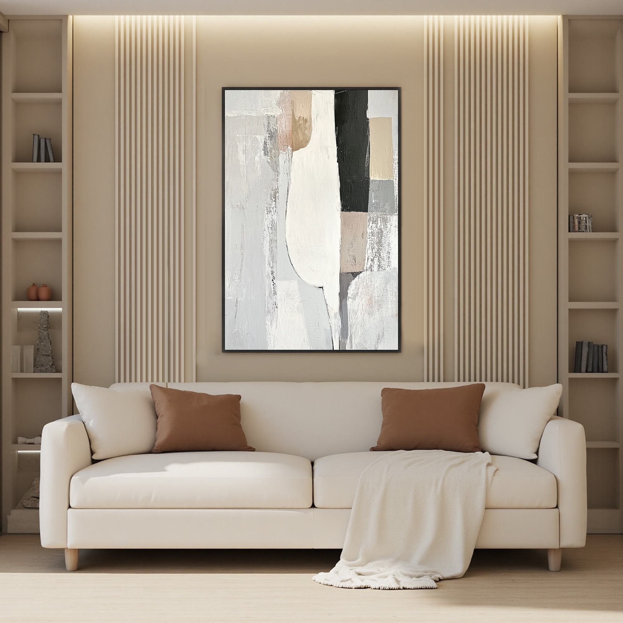 STRUCTURED CALM: Textured Minimalist Abstract Oil Painting