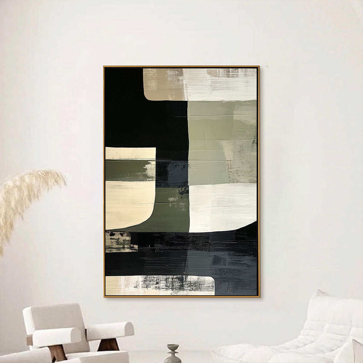 STRUCTURED FORMS: Minimalist Abstract Block Oil Painting