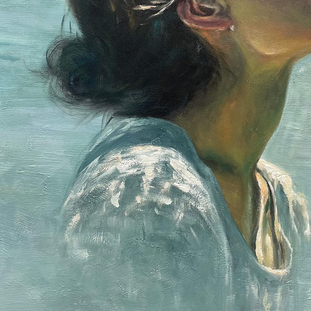 SUBMERGED SERENITY- Figurative Underwater Portrait Oil Painting