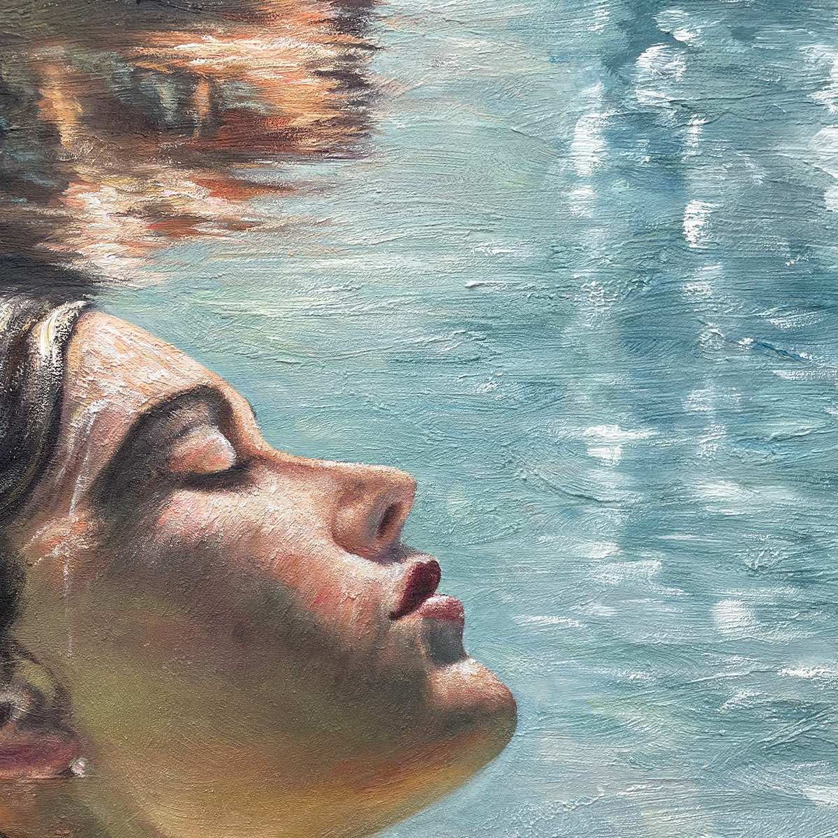 SUBMERGED SERENITY- Figurative Underwater Portrait Oil Painting
