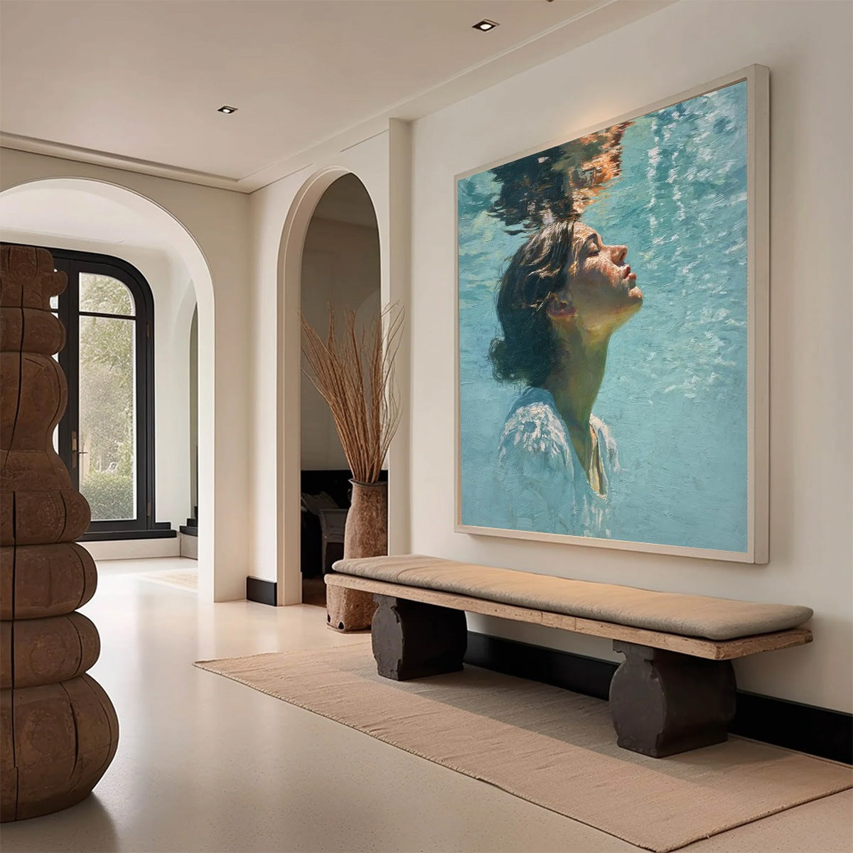 SUBMERGED SERENITY: Figurative Underwater Portrait Oil Painting