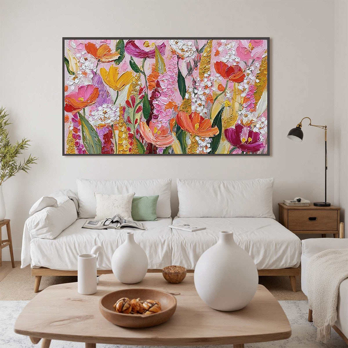 SUMMER GARDEN RHAPSODY: Textured Impasto Floral Oil Painting