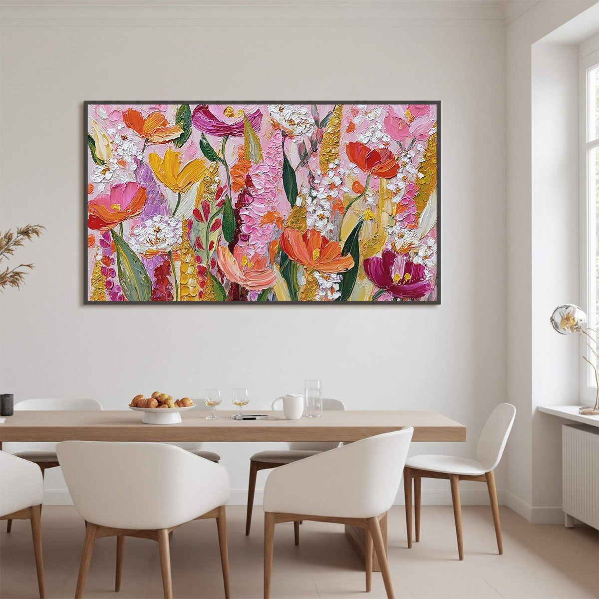 SUMMER GARDEN RHAPSODY: Textured Impasto Floral Oil Painting