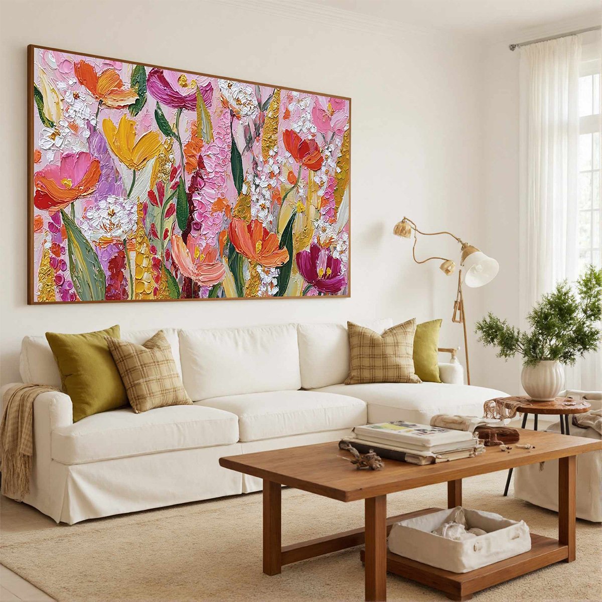 SUMMER GARDEN RHAPSODY: Textured Impasto Floral Oil Painting