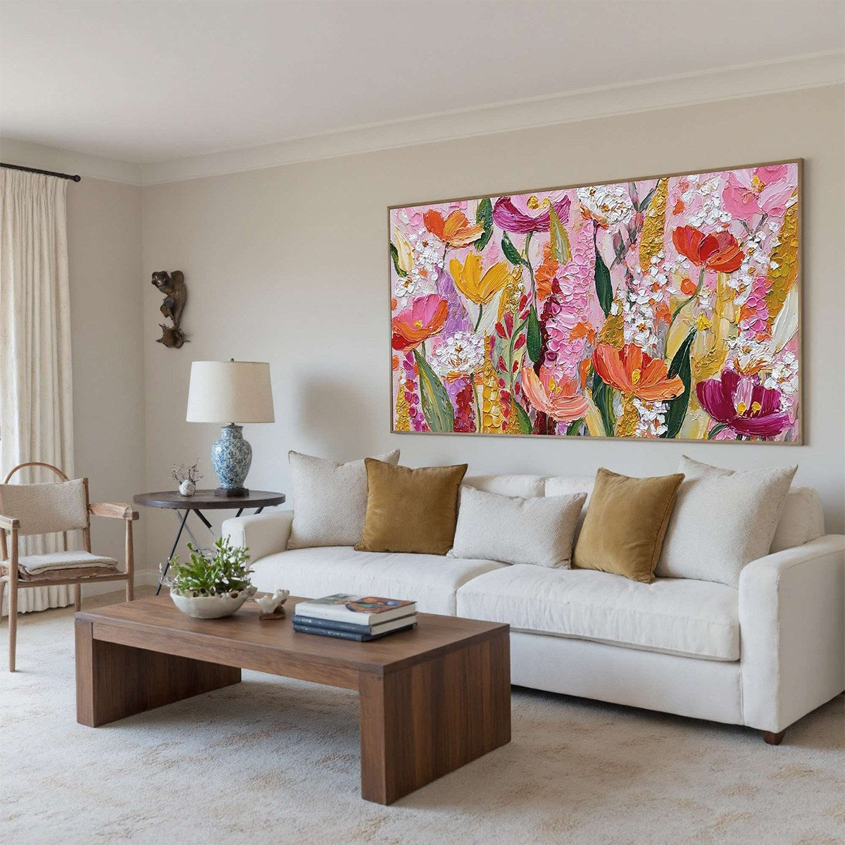 SUMMER GARDEN RHAPSODY: Textured Impasto Floral Oil Painting