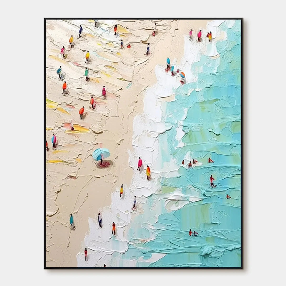 Colorful Impasto Beach Scene Oil Painting