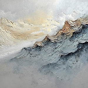 SUMMIT'S WHISPER: Textured Wabi Sabi Abstract Mountain Landscape Painting