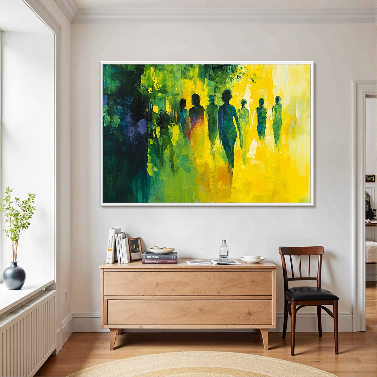 SUNLIT PASSAGE: Vibrant Abstract Figurative Oil Painting
