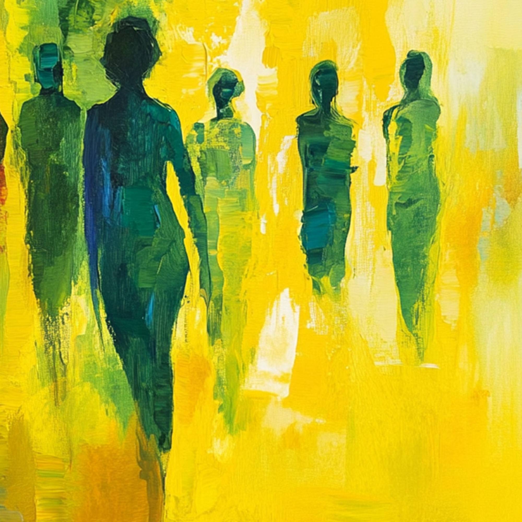 SUNLIT PASSAGE: Vibrant Abstract Figurative Oil Painting