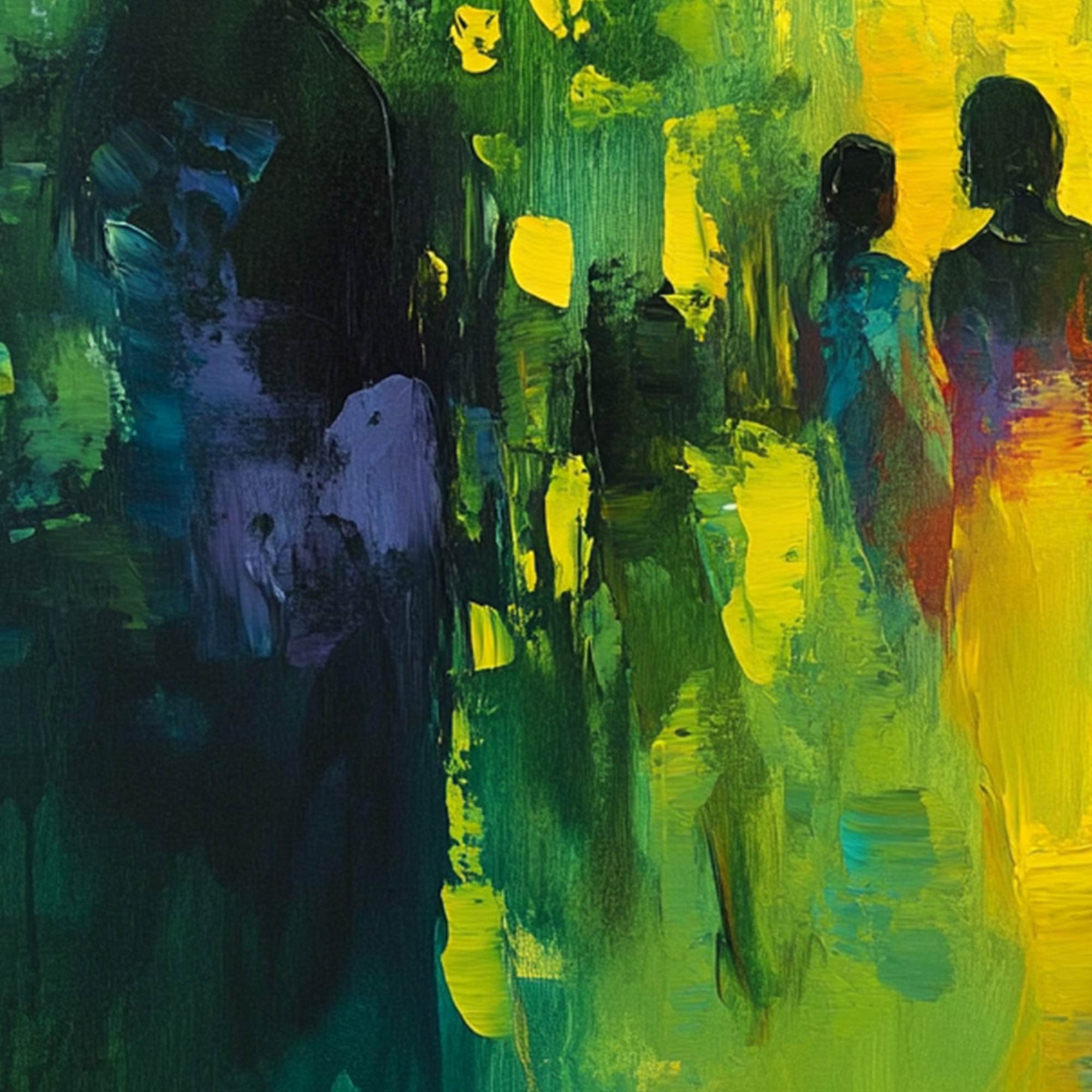 SUNLIT PASSAGE: Vibrant Abstract Figurative Oil Painting