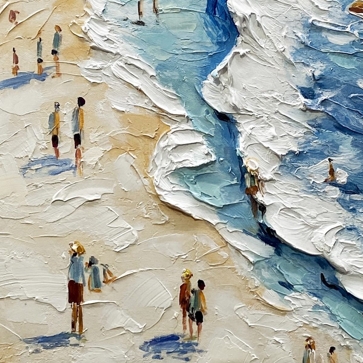 SUNLIT TIDELINE- Textured Palette Knife Beach Scene Painting