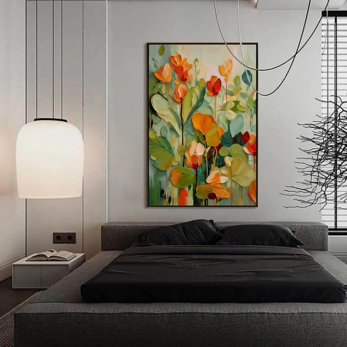 SUNSET BLOOMS: Vibrant Textured Impasto Floral Oil Painting