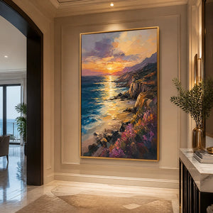 SUNSET CLIFFS: Sunset Coastal Cliffs Painting