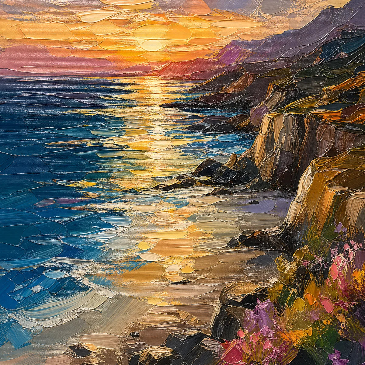 SUNSET CLIFFS: Sunset Coastal Cliffs Painting
